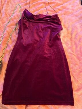 True Religion Burgundy Velvet Slip Dress